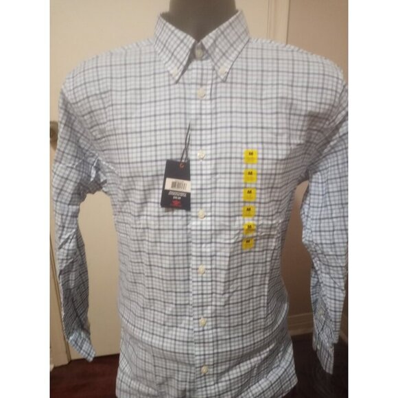 New DOCKERS Battery Street NWT Blue Cotton Poly Spandex 15-15.5 32-33 (M) Shirt - Picture 1 of 14